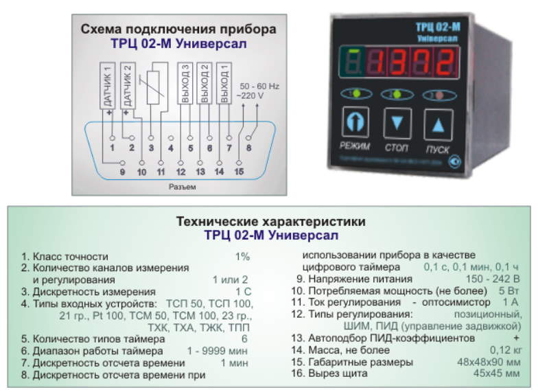 Прибор измерения и регулирования температуры ТРЦ-02м Универсал